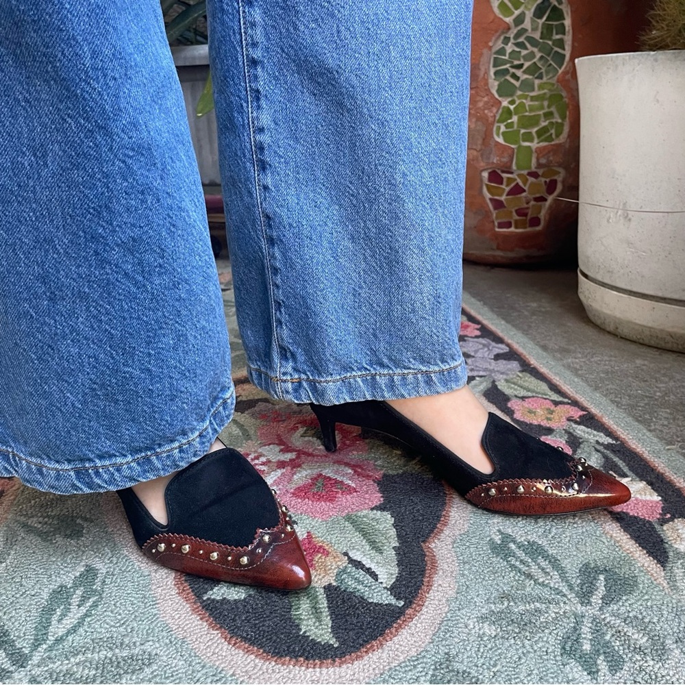 Vintage brown/black Tory Burch leather heels - Picture 7 of 16